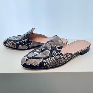 J. Crew Academy Loafer Mule in Snakeskin Print
